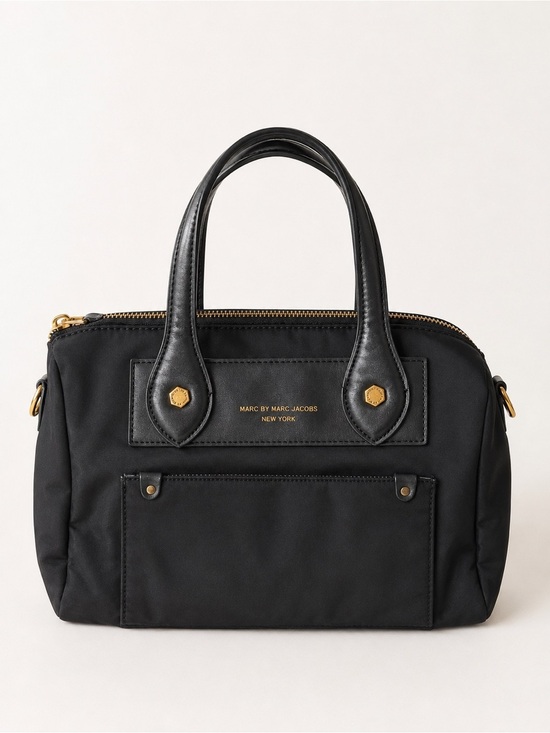 Marc By Marc Jacobs Handbags - Marc by Marc Jacobs Black Nylon Satchel with Gold Hardware Cow Hide Leather 2000